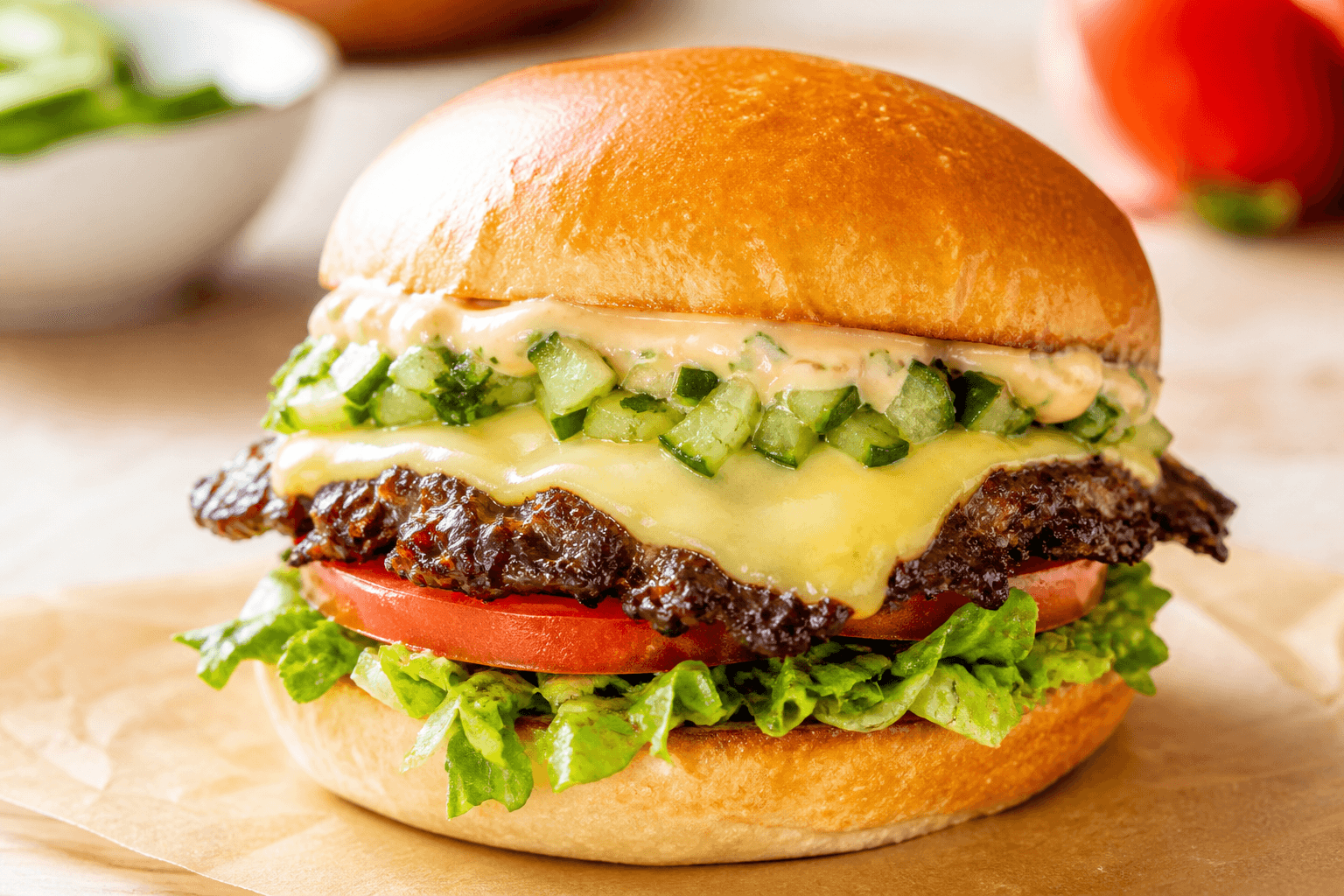 Smash burger with Gouda